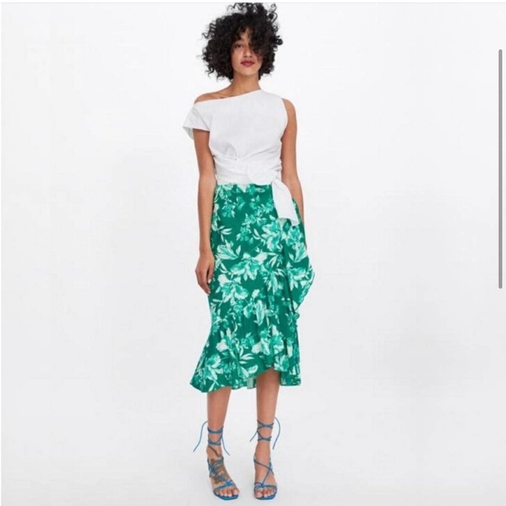 Zara Floral Green Skirt